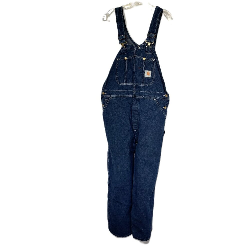 * Carhartt Bib Dark Blue Overalls Jeans  38” W x 28.5" Inseam